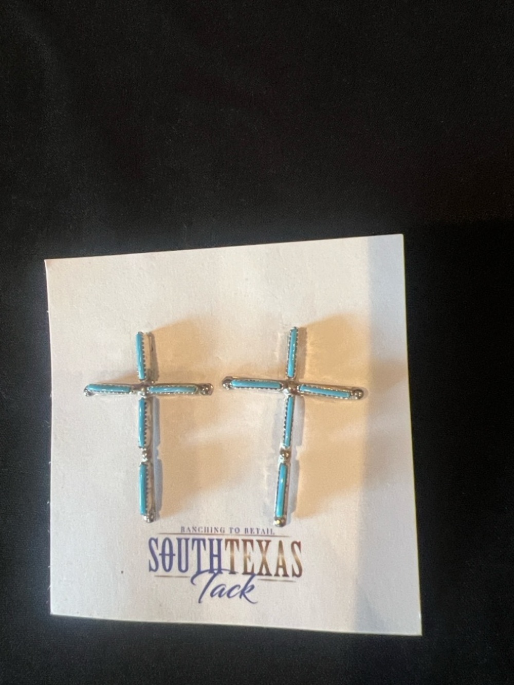 South Texas Tack Turquoise Cross Stud Earrings
